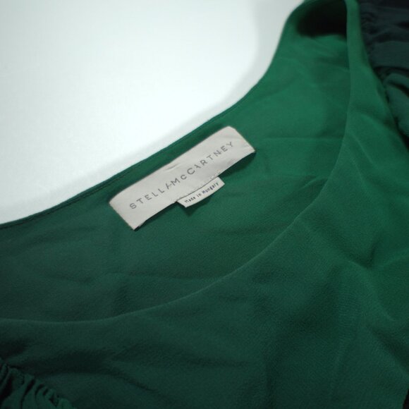 STELLA MCCARTNEY Green Ombre Silk Chiffon Flutter Sleeve Blouse size 40 - Picture 5 of 6